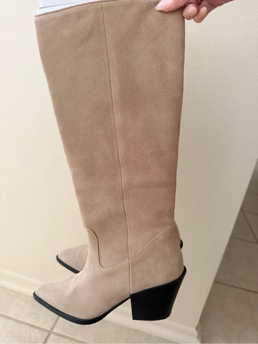 Steve Madden Beige Suede Over-the-Knee Block Heel Boots